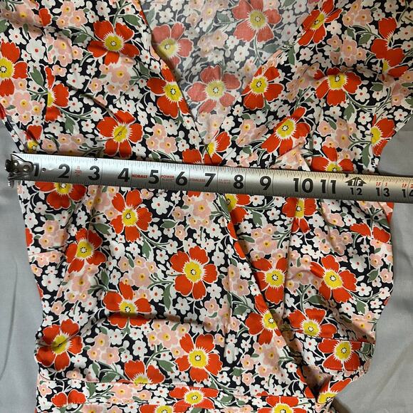 J.Crew Mercantile Orange Floral Wrap Midi Dress-XS - Picture 8 of 13
